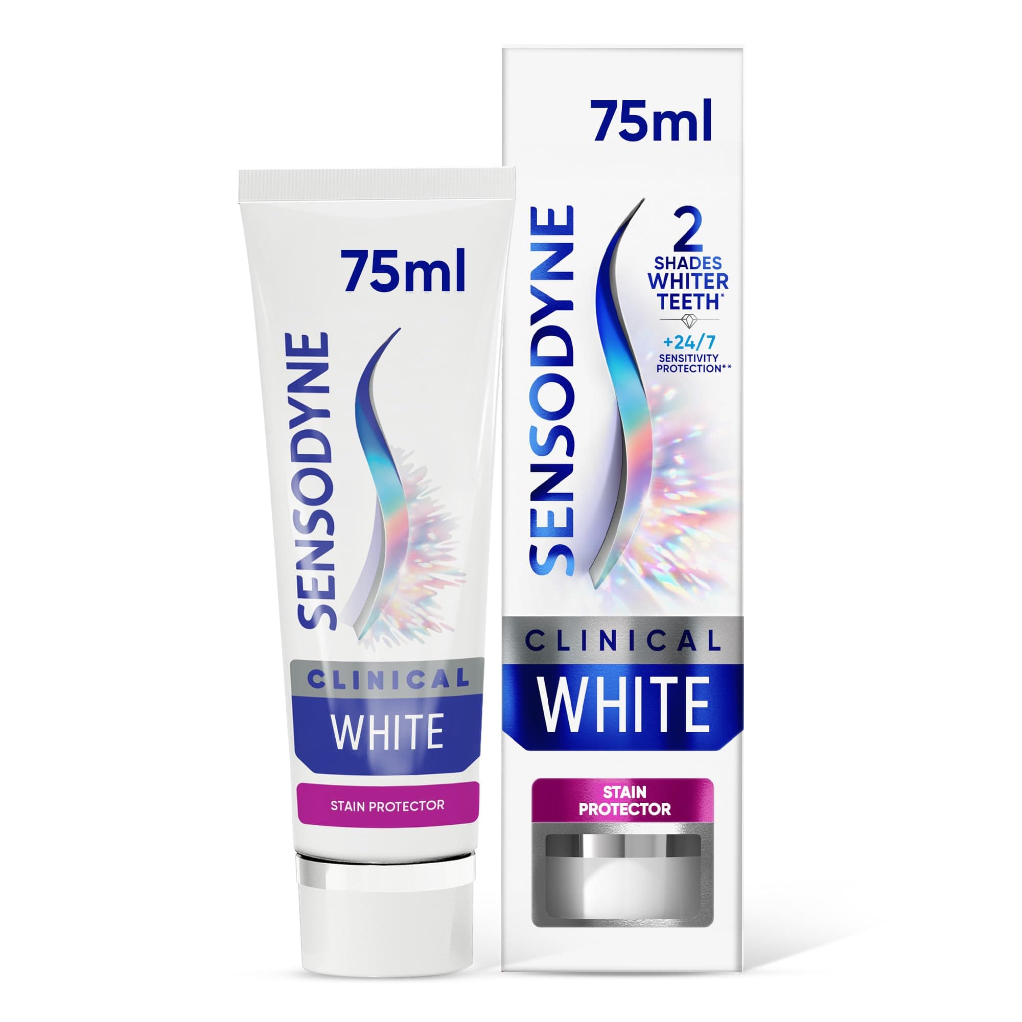 Clinical White Sensitive Teeth Whitening Toothpaste, Stain Protector, Extra Fresh, 75ml