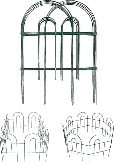 Amagabeli Garden Home-Decorative Garden Fence-Rustproof Iron Landscape Wire Folding Fencing Ornamental Border Edge Section Edging Patio Flower Bed Fencing Outdoor-61 CM(H) x43 CM(W)-25 Panels-Green