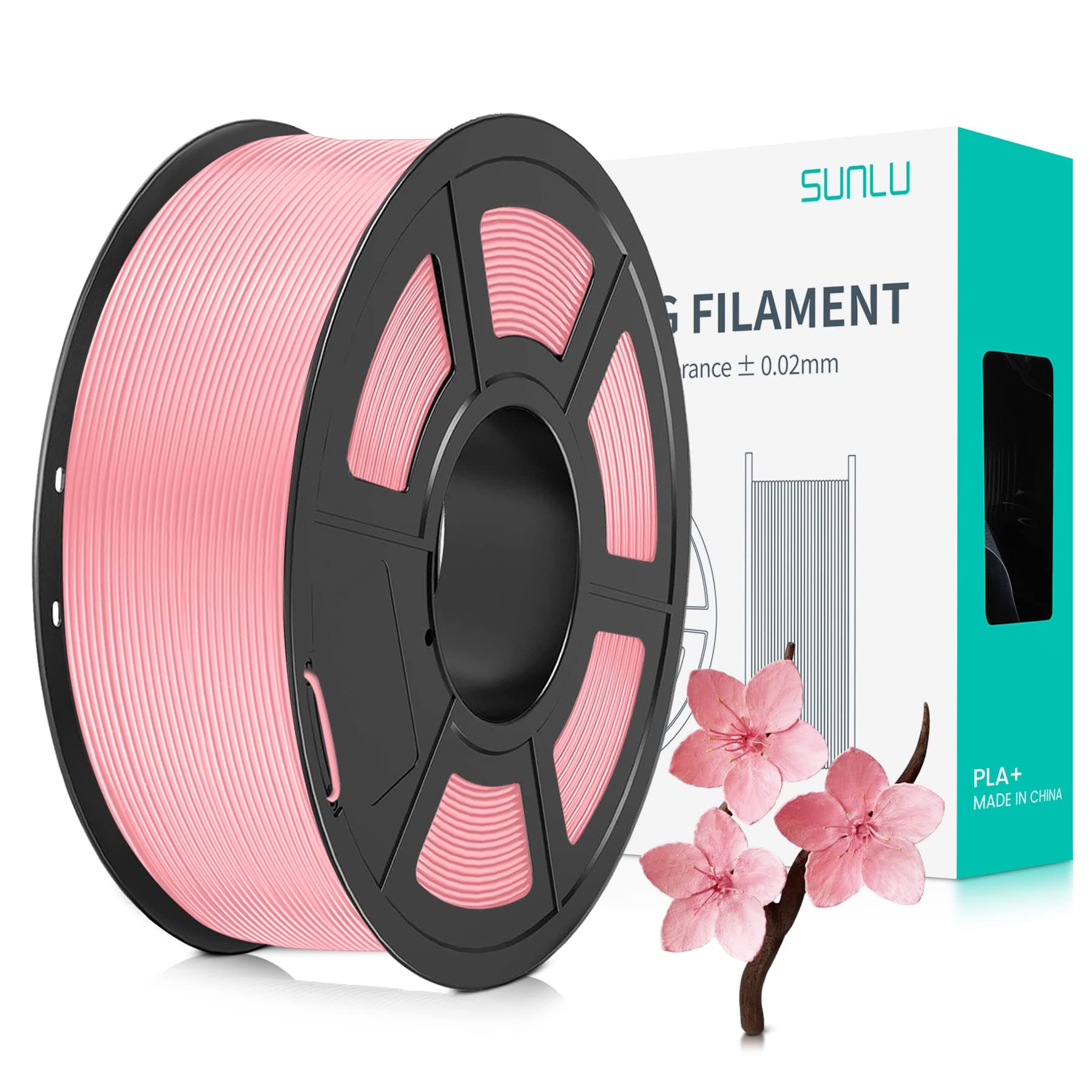 SUNLU PLA PLUS filament for 3D printer, PLA+ filament 1.75 mm for FDM 3D printer and 3D pens, carefully wound filament, strong and durable, dimensional accuracy +/- 0.02 mm, 1 kg spool, pink (Sakura