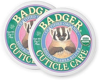 Badger Cuticle Cream, Deep Hydration for Dry, Cracked Cuticles & Hangnails, 100% Organic Cuticle Balm with Rich Shea Butter for Strong, Healthy Nails, Non-Greasy Cuticle Oil, .75oz Tin, 2-Pack