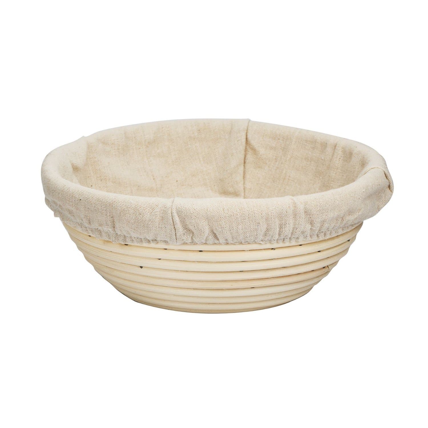 eoocvt 7.9 inch Round Banneton Brotform Bread Dough Proofing Rising Rattan Handmade Basket with Linen Liner Cloth - 20 x 8cm