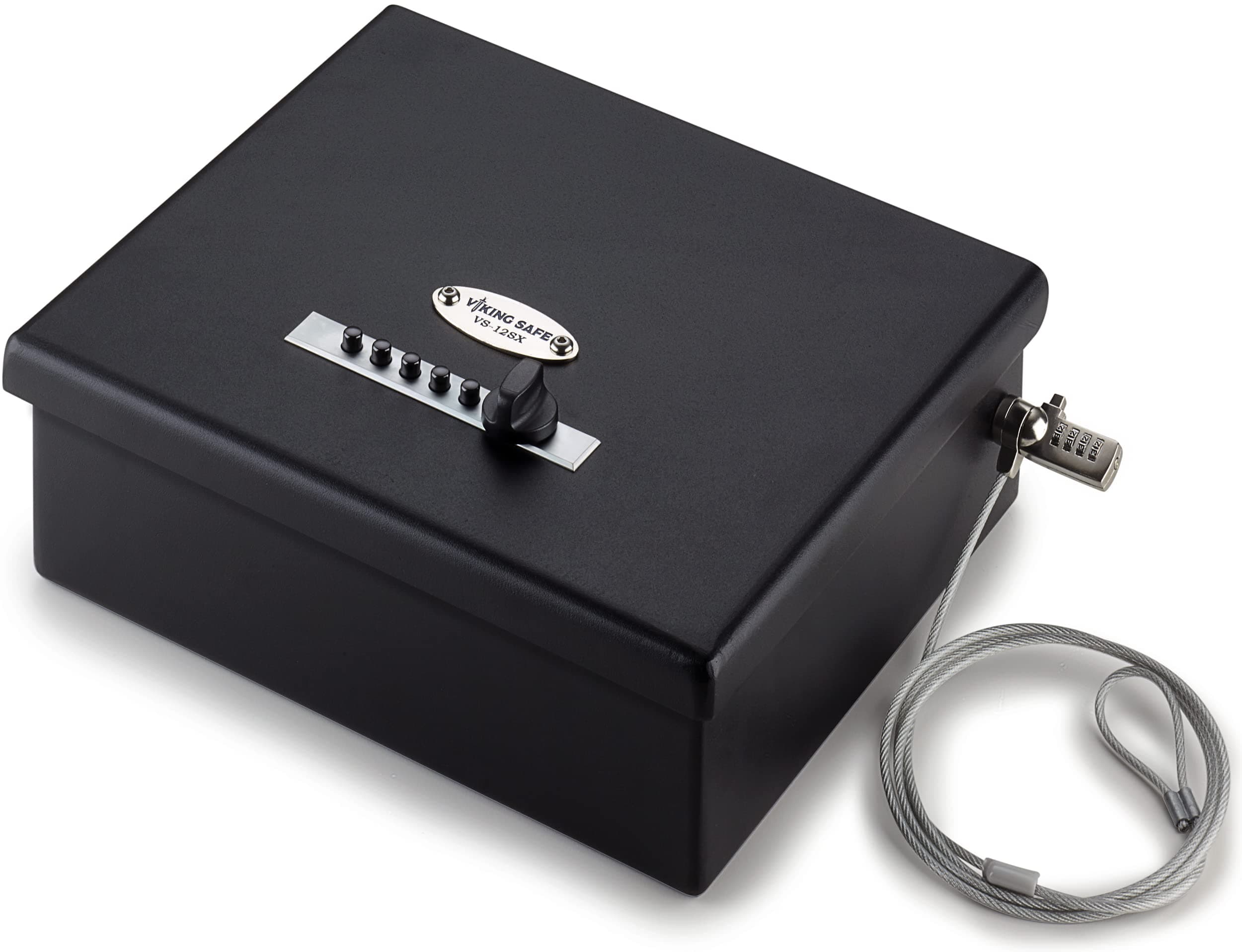 VS-12LSX Heavy Duty Mechanical Simplex Lock Two Gun Safe 2 Handgun Capacity Pistol with Security Cable Lock