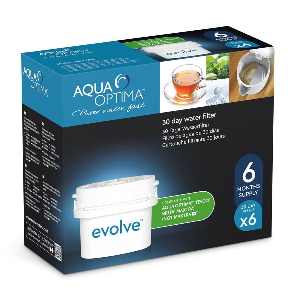 Aqua Optima Evolve 6 month pack, 6 x 30 day water filters - Fit BRITA* Maxtra* (not Maxtra+*) - EVS602