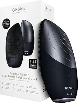 GESKE SmartAppGuided Sonic Thermo Facial Brush | 6 in 1 | Skin Cleansing | Cleansing Brush with Thermal Function | Electric Facial Massager