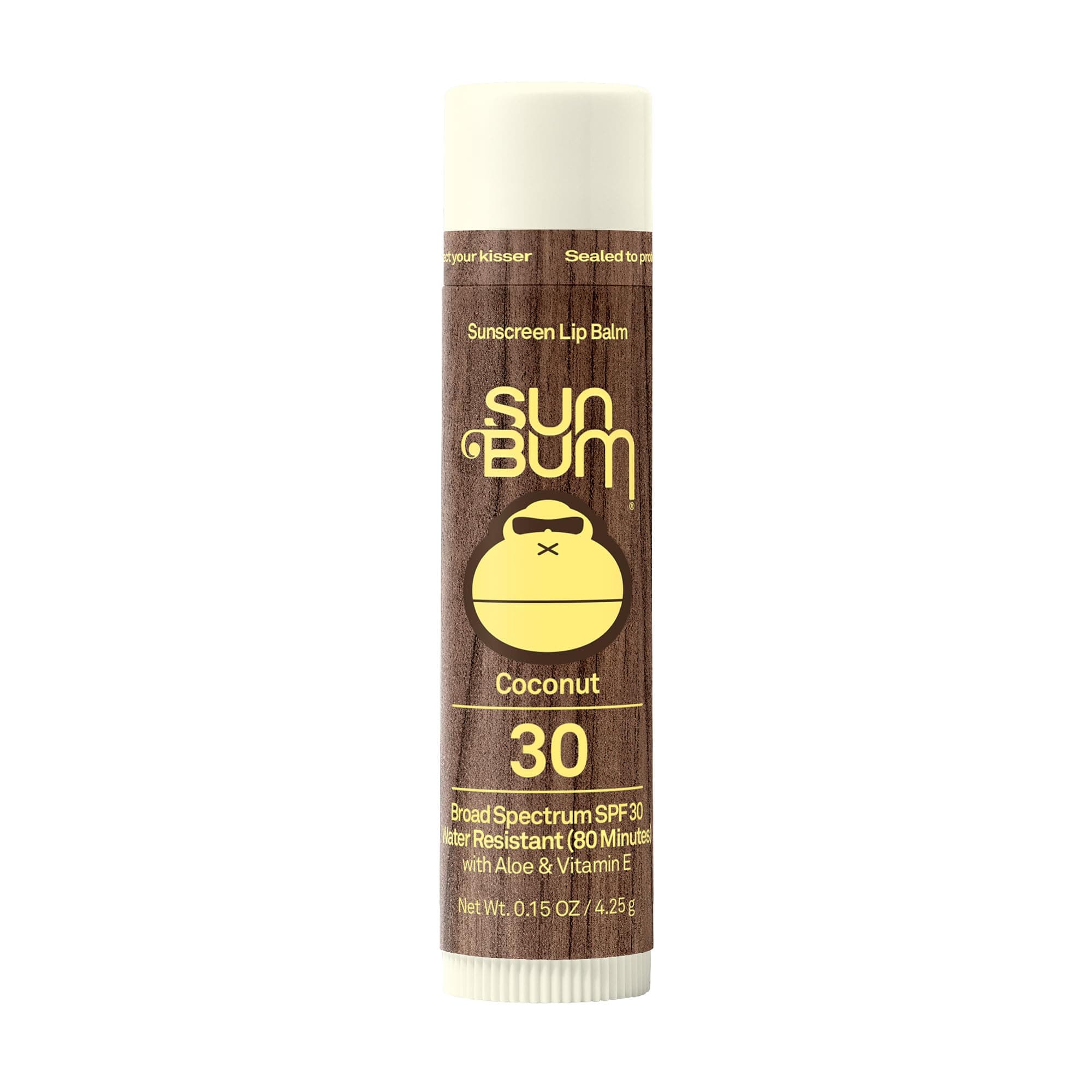 SPF 30 Sunscreen Coconut Lip Balm - Moisturizing Aloe Vera and Vitamin E - Vegan and Cruelty Free - Broad Spectrum UVA/UVB Lip Protection - 0.15 oz Stick