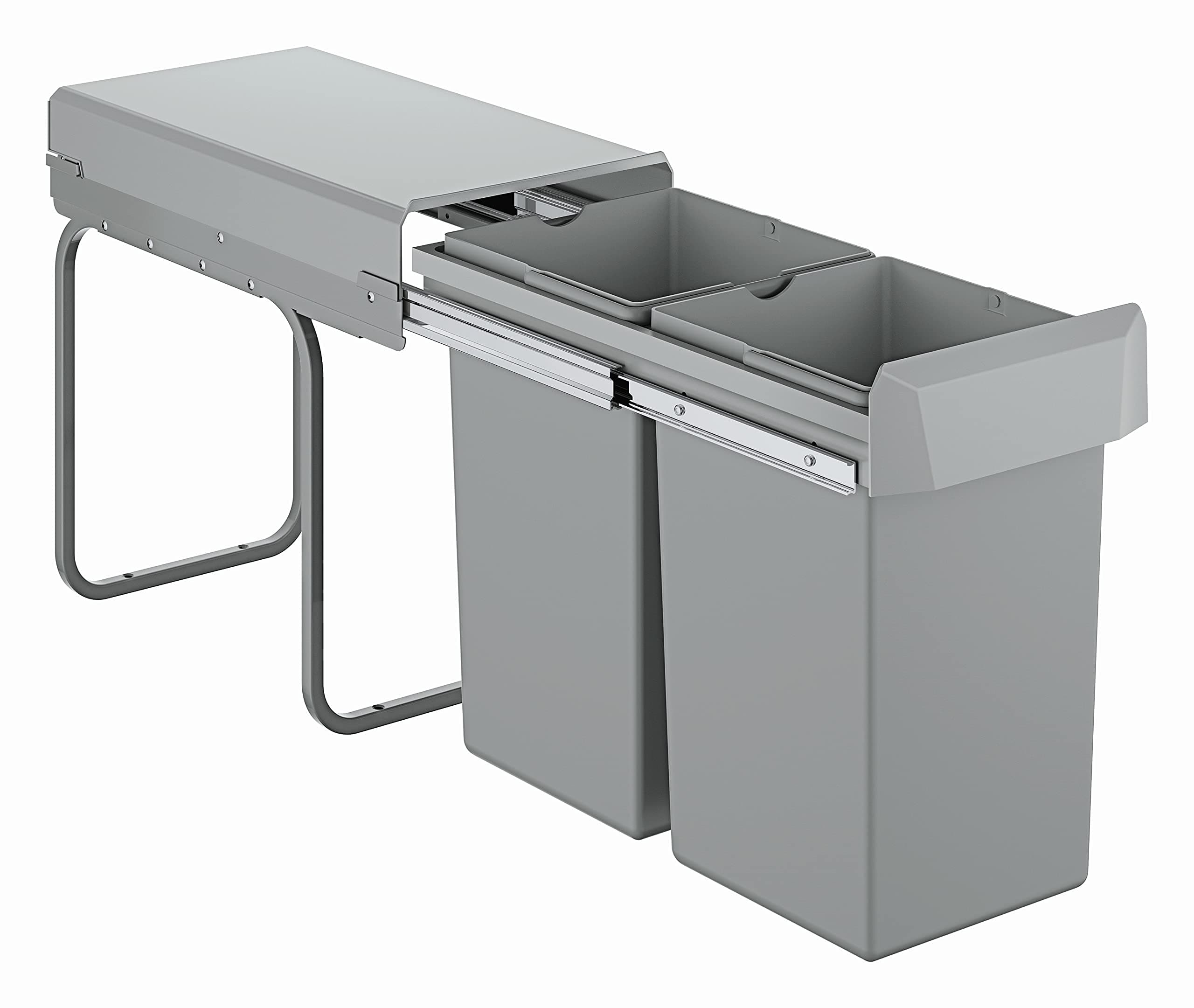 Kitchen Waste System - 2 Bins (15L Each), Telescopic Action, Floor Mounted for Cabinets 30 cm or Wider, Fits with Blue Home and Red M and L-Size Water Systems, 40855000