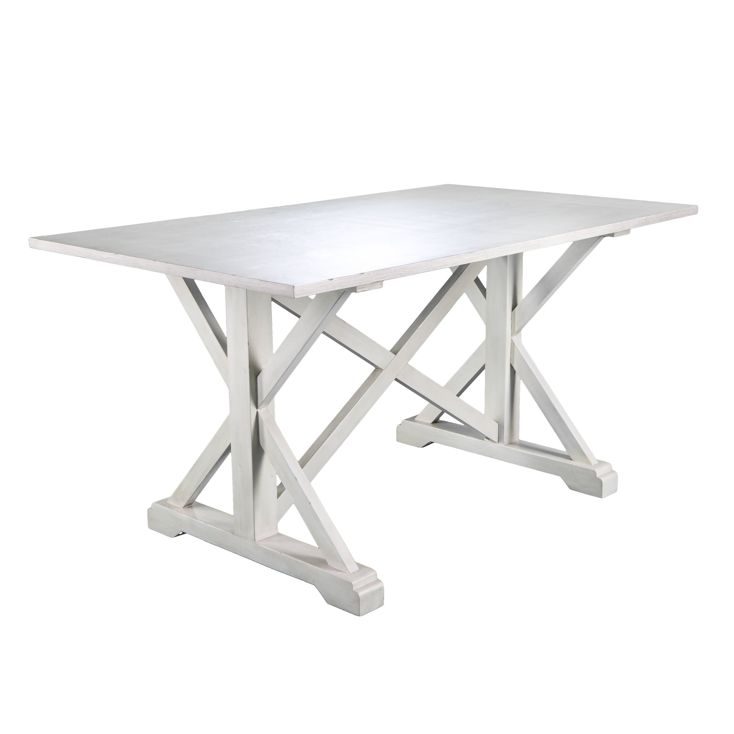 Cardwell Rectangular Dining Table - Farmhouse Style w/ Distressed White Wood Grain - Chic Design