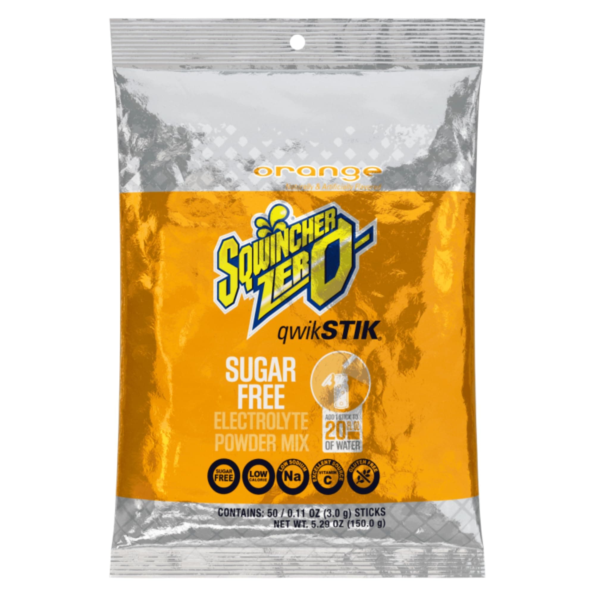 Single Serve Qwik Stik Zero, 50 Sticks/Bag, Orange