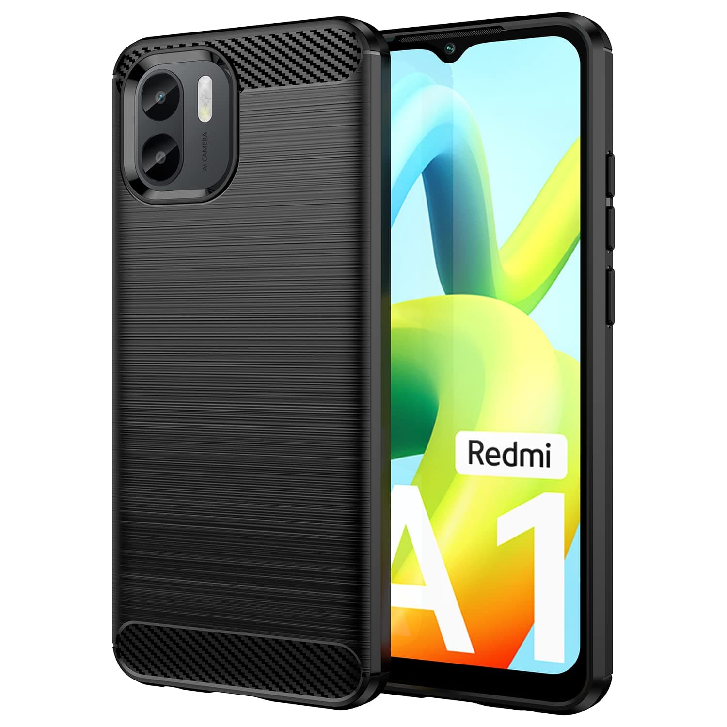 for xiaomi Redmi A1/ A2 Phone case, Shockproof, Scratch Resistant Carbon Fiber Jacket, Soft TPU, for Redmi A1/ A2 case (Black)