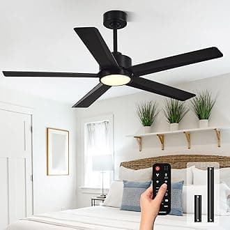 Conciseer Morden Ceiling Fans with Lights, 52 Inch Ceiling Fans with Remote Control for Bedroom, Living Room and Kitchen, 5 Blades, 6 Speed, Reversible, Dc Silenc Motor