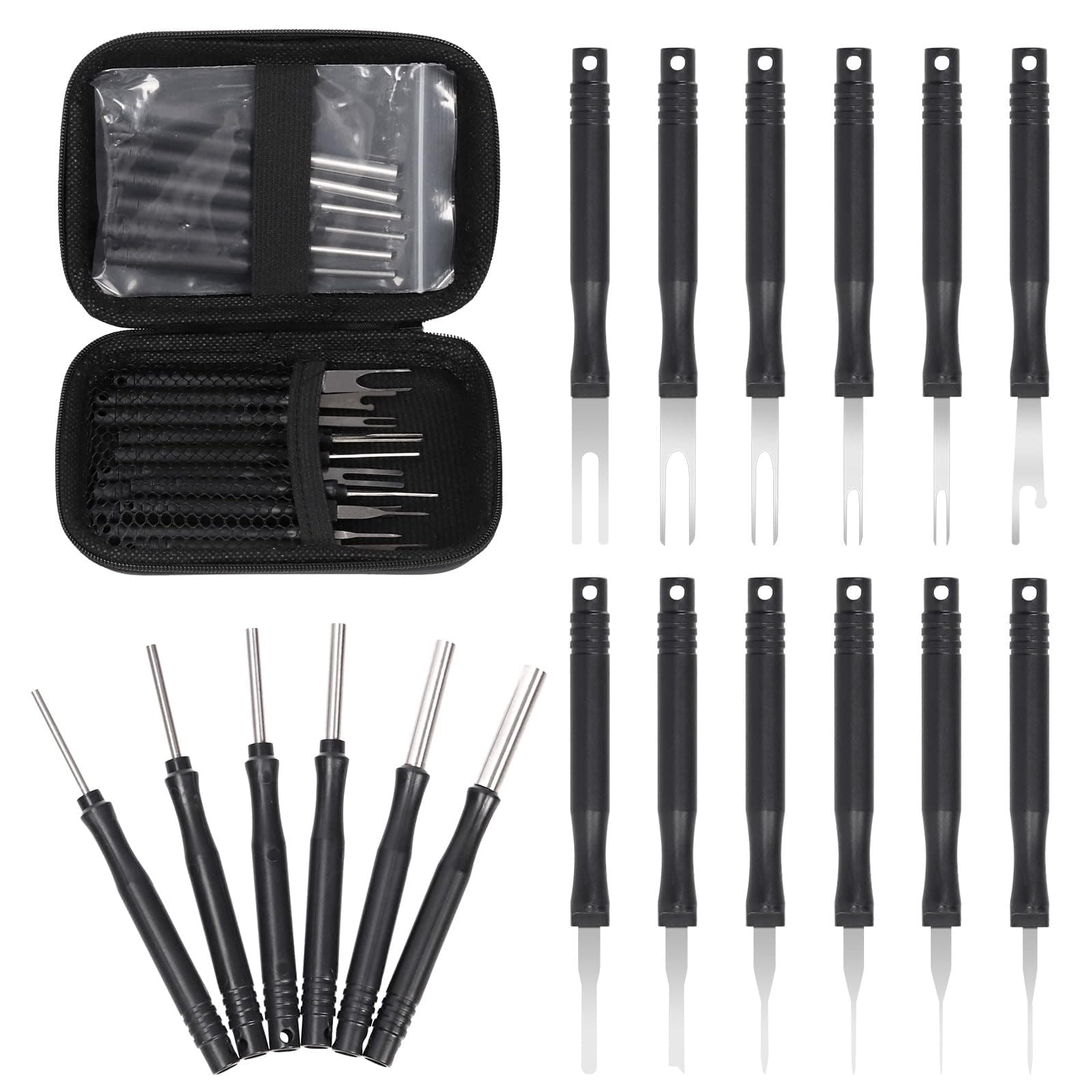Tanstic 18Pcs Terminal Removal Tool Kit, Pin Extractor Tool Set Electrical Connector Depinning Tool for Most Connector Terminal