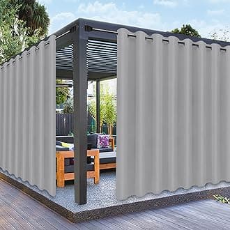PureFit Outdoor Curtains for Patio Waterproof Weatherproof, UV Resistant Outside Curtains for Gazebo, Front Porch, Pergola, Sun Blocking Privacy Curtain, 120W x 84L inch, 1 Panel, Light Gray