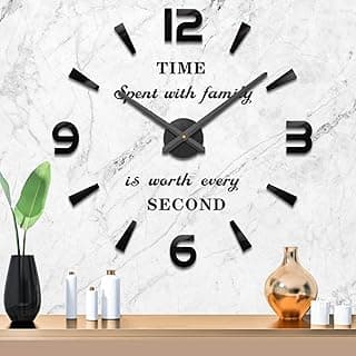Mintime Large Wall Clock Battery Operated DIY Wall Clock for Modern Decorative Living Room/Office