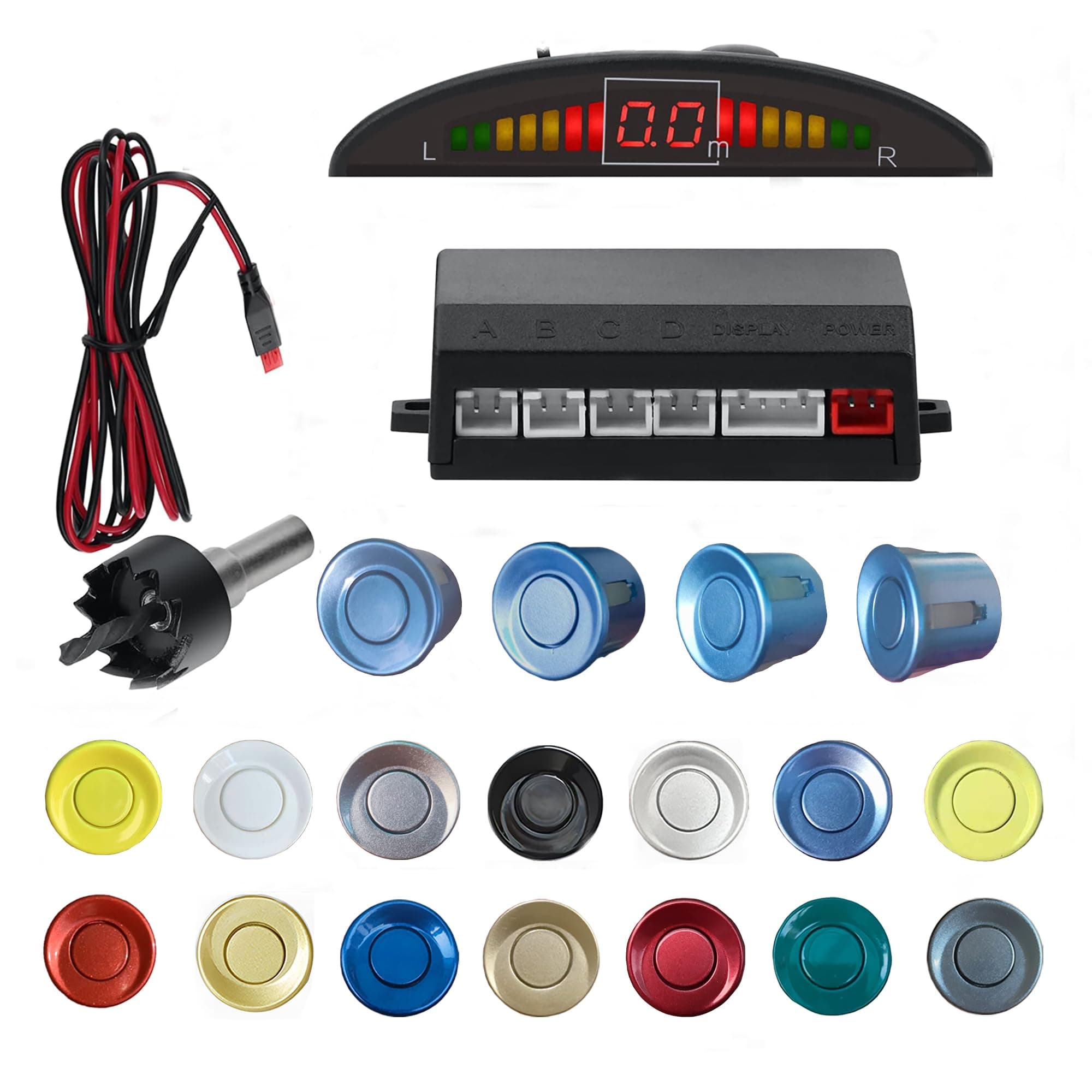 Parking Sensor Kit Backup Sensor Kit Reverse Sensor for Car 18 Color Options for Probes Adjustable Alarm Volume Professional Sensore de Reversa para Carro Safe Driving Assistant（Light Blue）