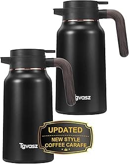 2 PCS Thermal Coffee Carafe 70 oz - 36 Hour Stainless Steel Carafes for Hot Liquids-Insulated Coffee Carafes For Keeping Hot/Cold Coffee, Tea, Water, Drink Dispenser for Parties(Black+Black)