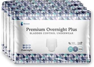 Unisex Premium Overnight Plus Pull Up Underwear - Extremely Absorbent, Soft & Comfortable Nighttime Leak Protection - White, XX-Large - Absorbs 6 Cups - 10 Count