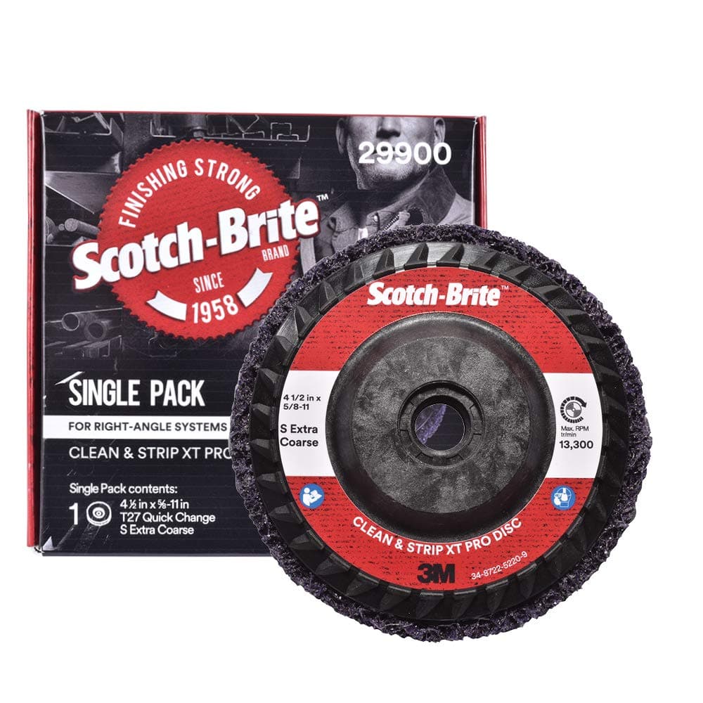 Scotch-Brite Clean and Strip XT Pro Disc - Rust and Paint Stripping Disc - 4.5” diam. x 5/8-11 Quick Change Thread - Extra Coarse Silicon Carbide - Pack of 1