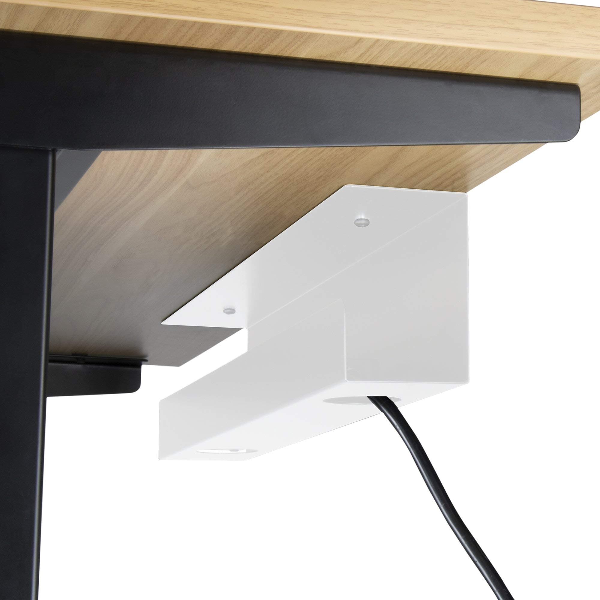 Progressive Automations Under Desk Cable Tray Organizer. Standing Desk Accessory. Desk Mounted Tray - White