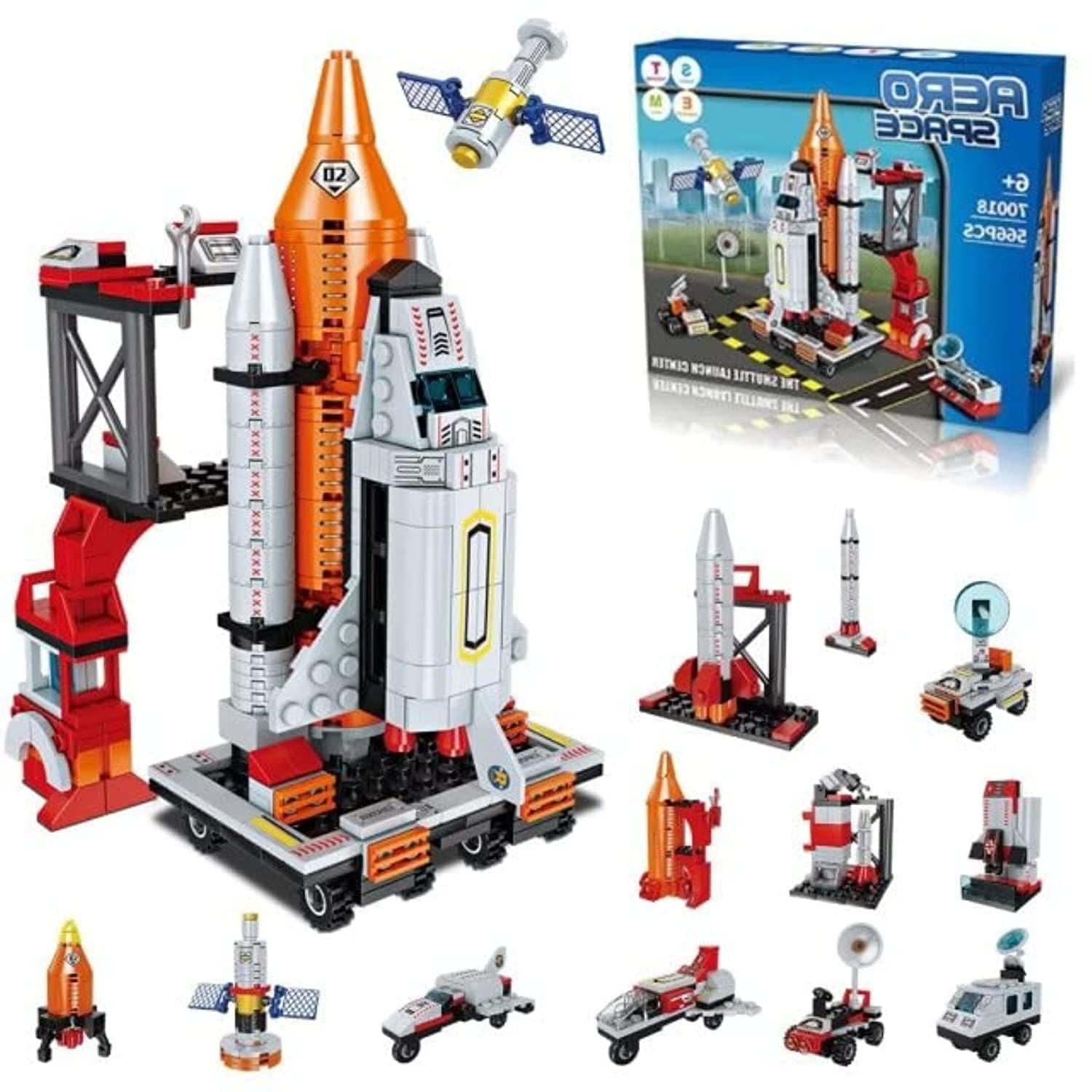 Space Exploration Shuttle Toys for 6 7 8 9 10 11 12 Year Old Boys Kids 12-in-1 STEM Aerospace Building Kit Toy with Heavy Transport Rocket and Launcher Best Gifts for 6-12 Year Old Kids (566 Pieces)