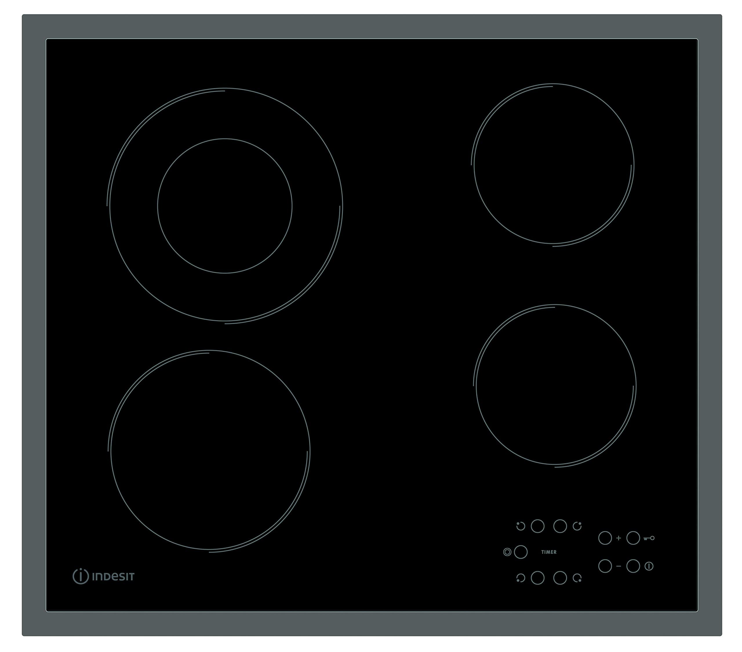 IndesitRI261X 60cm 4 zone ceramic hob Black