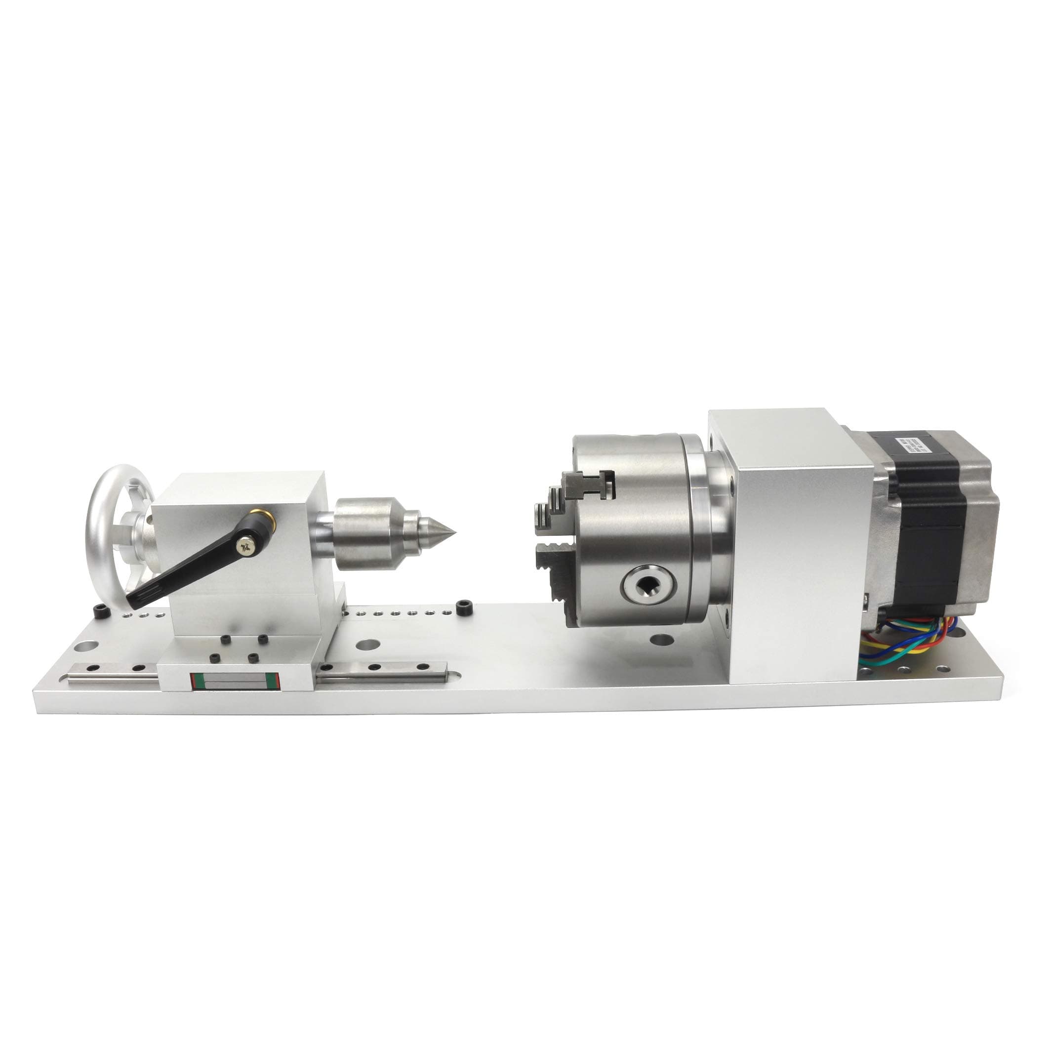CNC Router Rotational A 4th Axis Rotary Table 3 Jaw 100mm Chuck Dividing head with Nema34 86 Stepper Motor Planety Gearbox Reducing Ratio 10:1 w/ 65mm Tailstock for cnc engraving milling machine