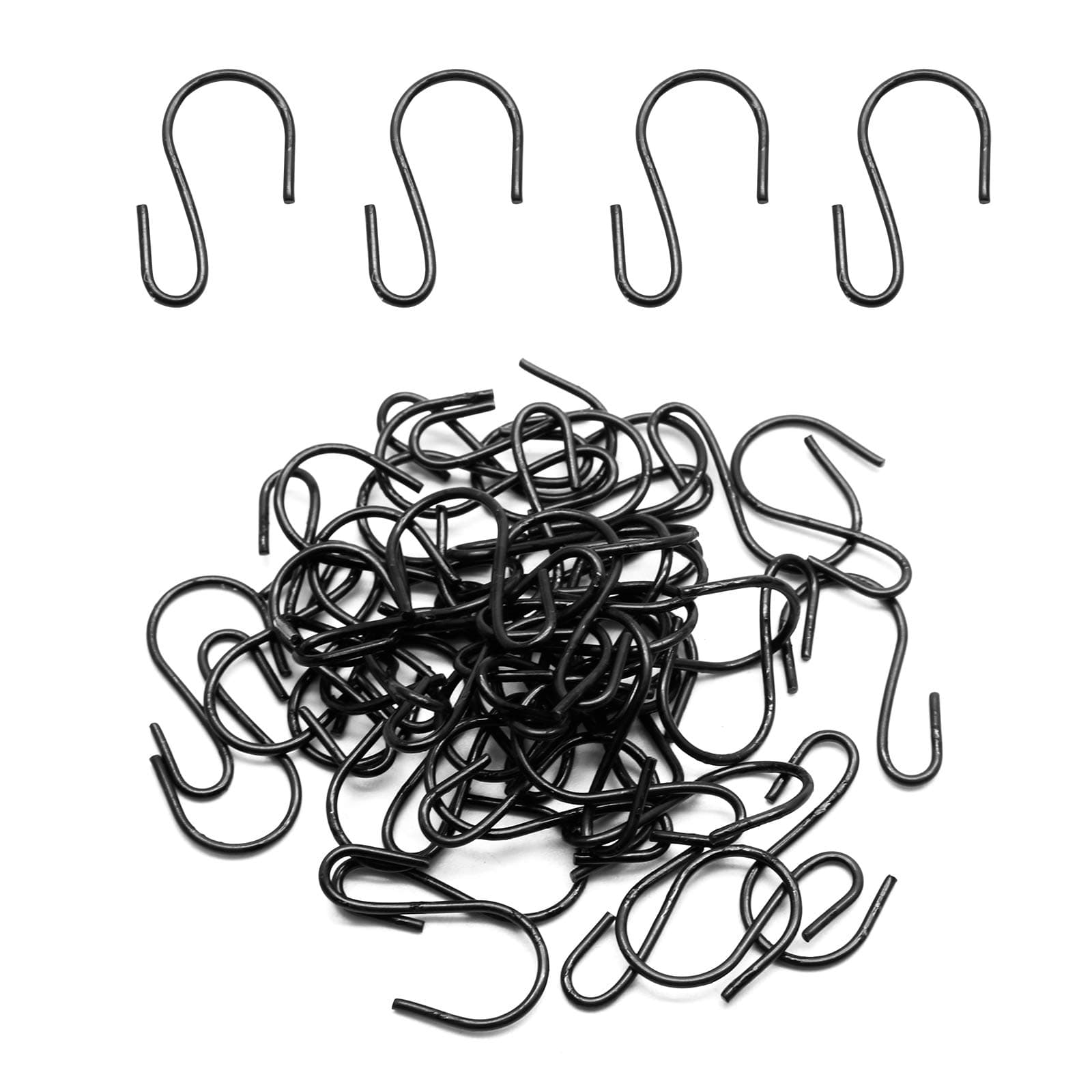 50PCS S Shaped Hooks 1 Inch Mini Ornament Storage Hooks for Hanging Jewelry Small Kitchenware Potted Plants, Black