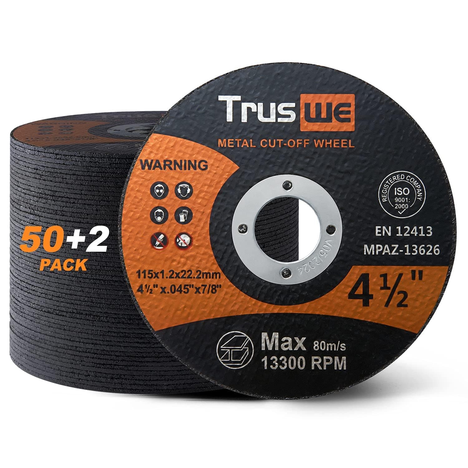 Cut Off Wheels 52 Pack,4 1/2 Inch,0.45 USD/Pack,Metal and Stainless Steel Cutting Wheel for Angle Grinder,Ultra Thin Cut-Off Wheel Cutting Disc (52 PCS 4-1/2 x .045 x 7/8 inch Cut Off Wheels)