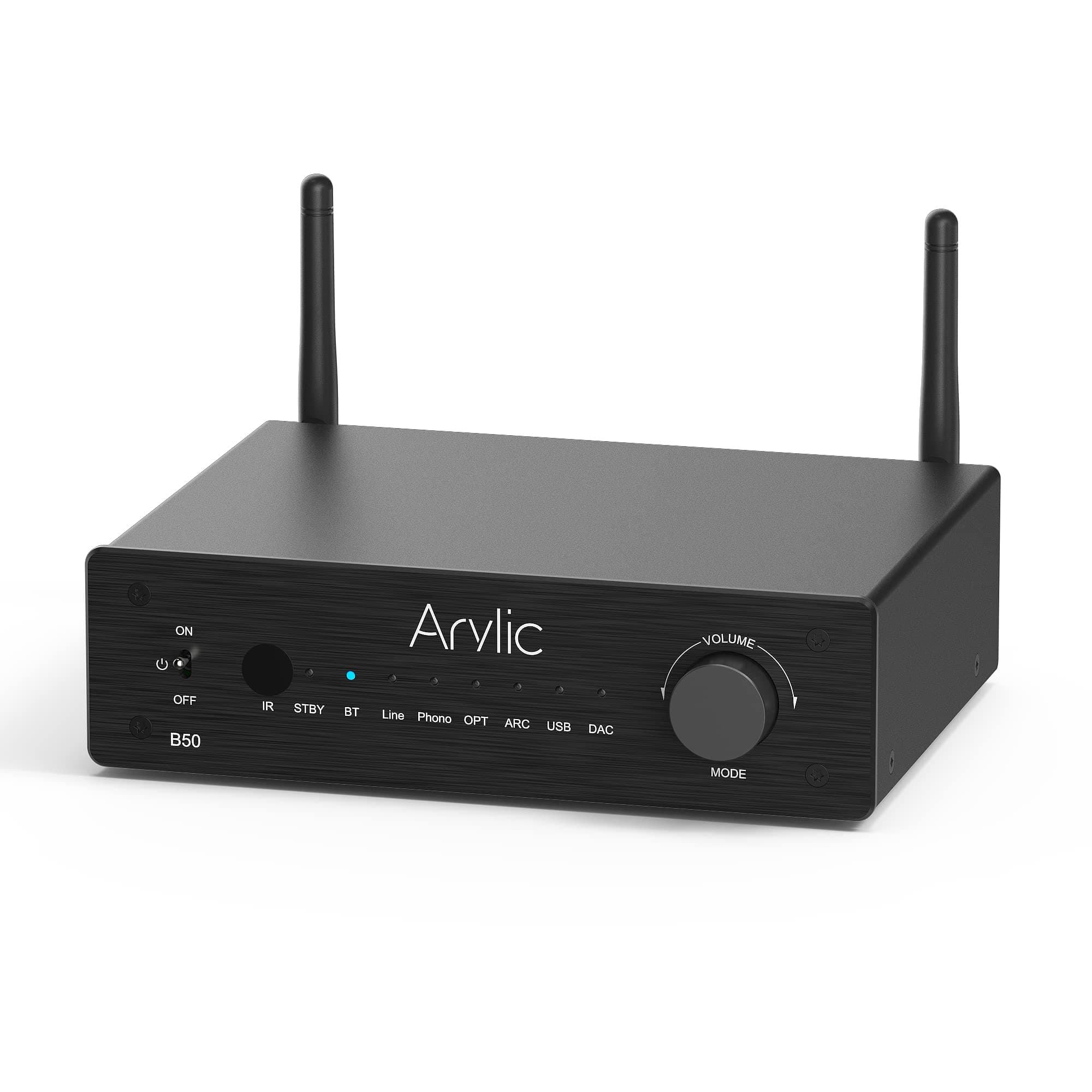 B50 Bluetooth aptX HD Stereo Amplifier with Audio Transmitter, 2 Channel 50W*2 HDMI ARC, Phono in and Free GO Control APP.Support 192Khz/24bits Music Transmission & Reception.