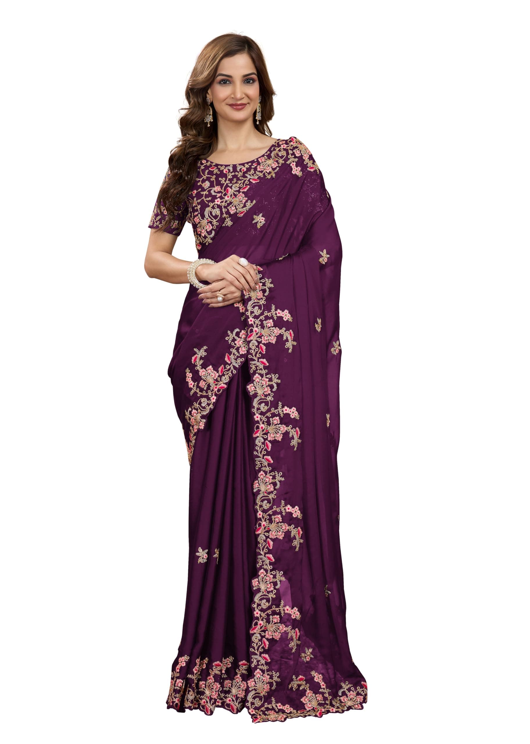 Women's Rangoli Silk Heavy Embroidred saree