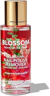 Blossom Non Toxic Nail Polish Remover Non Acetone, All Natural Scented, Vegan, Acetone Free Nail Polish Remover, Organic Plant-Based, Infused with Real Flowers, Made in USA, 2oz, Spring Bouquet