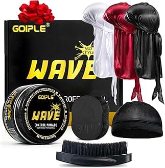 Wave Pomade for Men Strong Hold Easy Wash 360 Wave Training Hair Cream, Waves Grease for Men Promotes Layered Waves, Moisture, Control and Silky Shine Pomade Brushe Silky Durag Cap Set