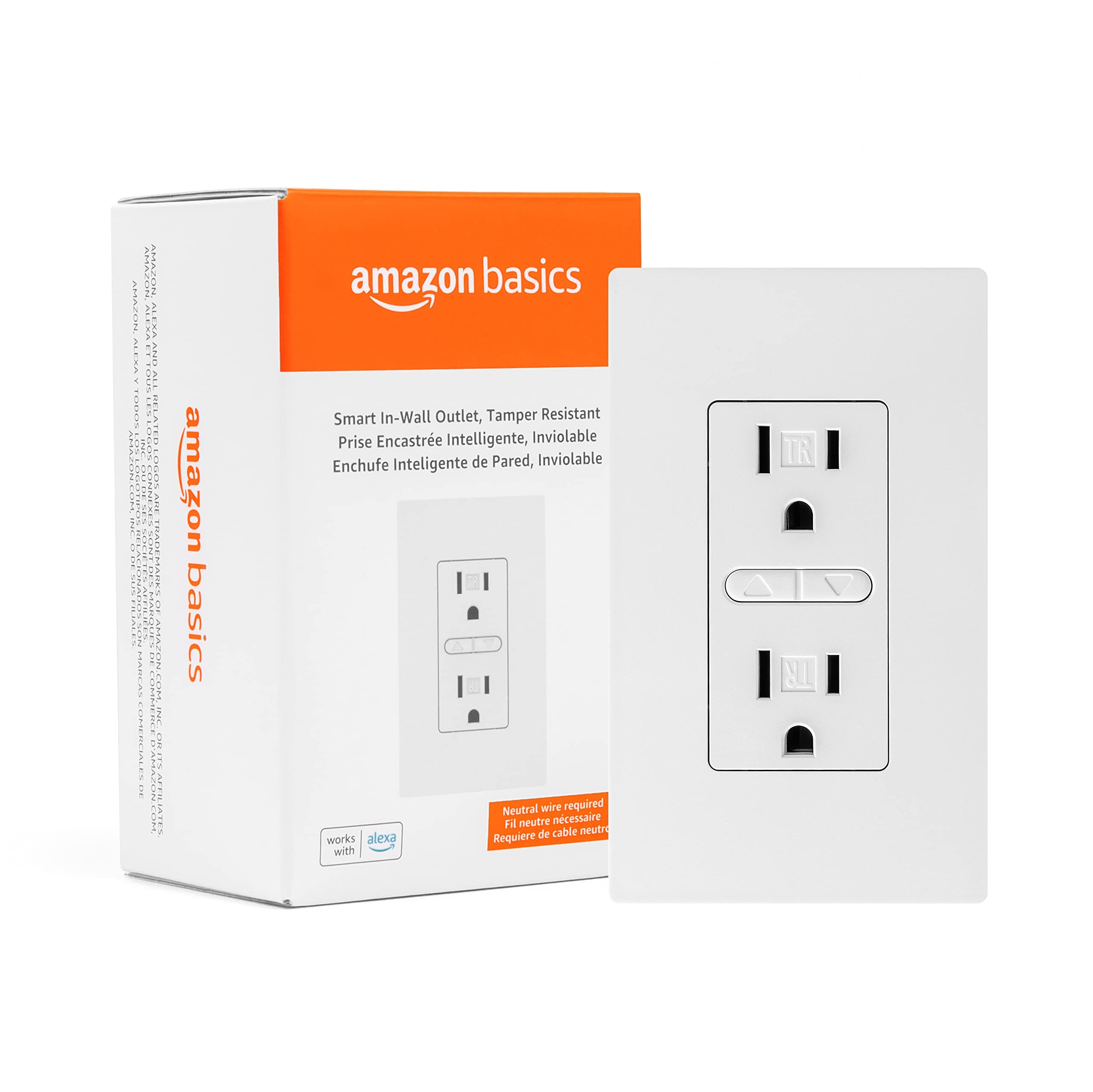 Smart In-Wall Outlet, Works with Alexa Only, Individually Controlled Outlets, Voice Control, WiFi, 15 Amps, 2.4 GHz, No Hub Required, White