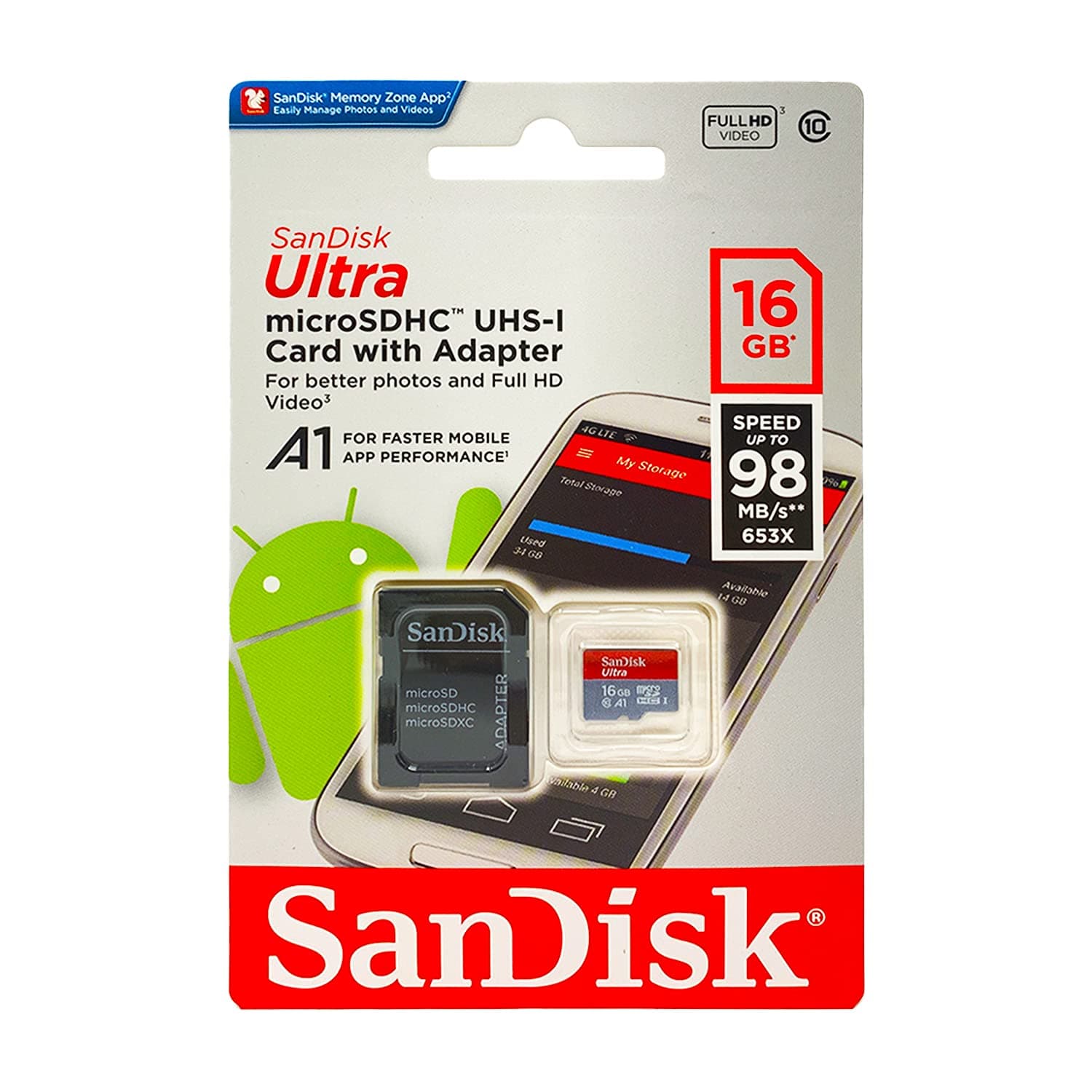 Ultra - Flash Memory Card - 16 GB - MicroSDHC UHS-I (SDSQUNC-016G-AN6IA)
