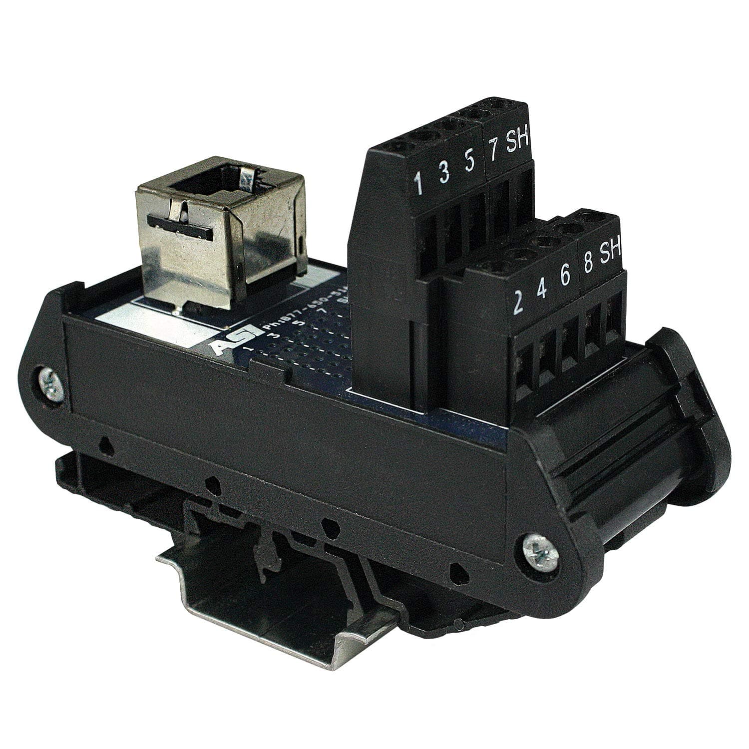 ASI 16001, Type IMRJ0845, RJ45 Breakout Terminal Block Interface Module, Female RJ45 Connector, 8 Screw Terminal Blocks, 26 to 12 AWG, 1.40" Length