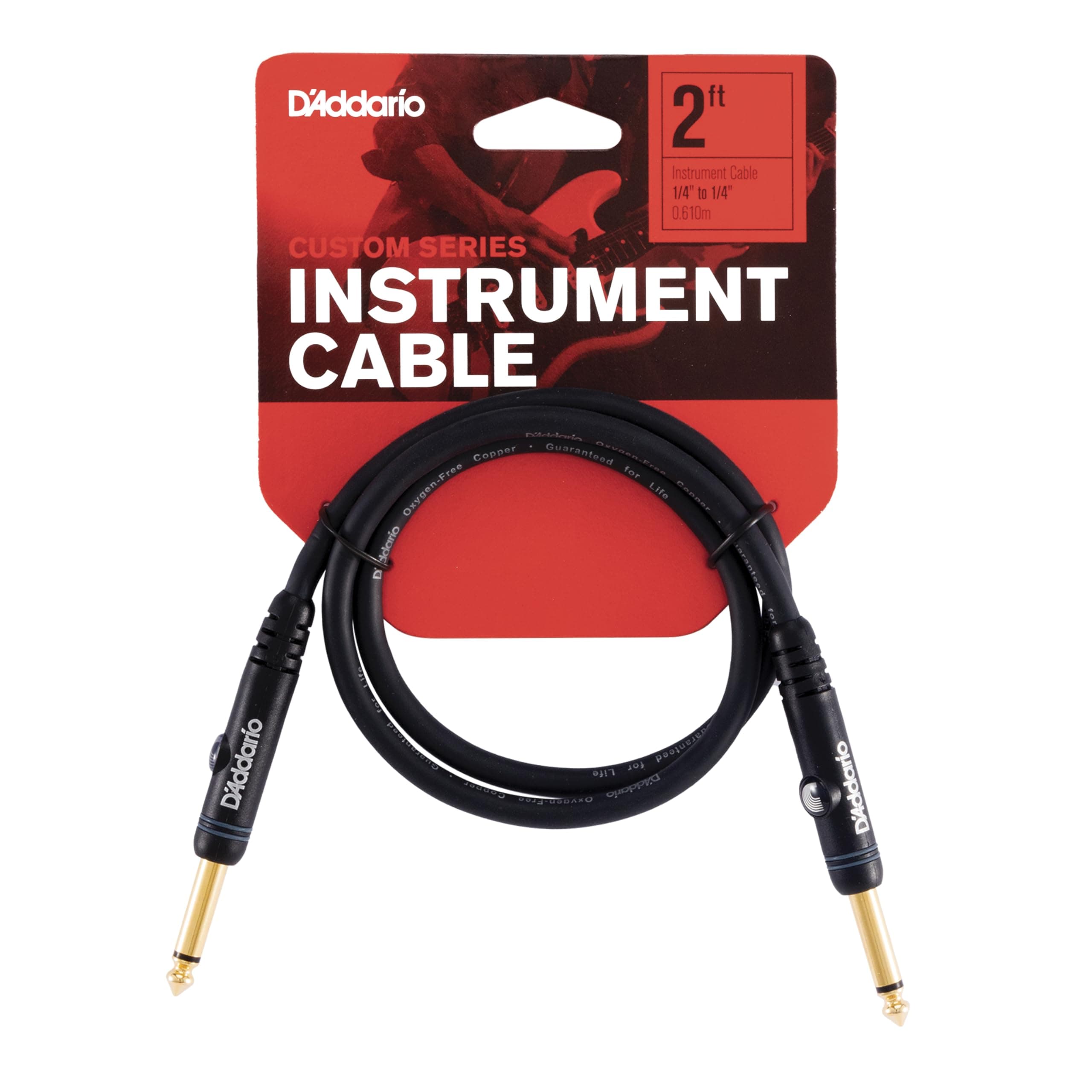 Planet Waves D’Addario Accessories Custom Series Patch Guitar Cables - Guitar Pedal Cable with ¼ Inch Ends - Durable & Reliable - Instrument Cable for Pedalboards - Straight End, 2 feet
