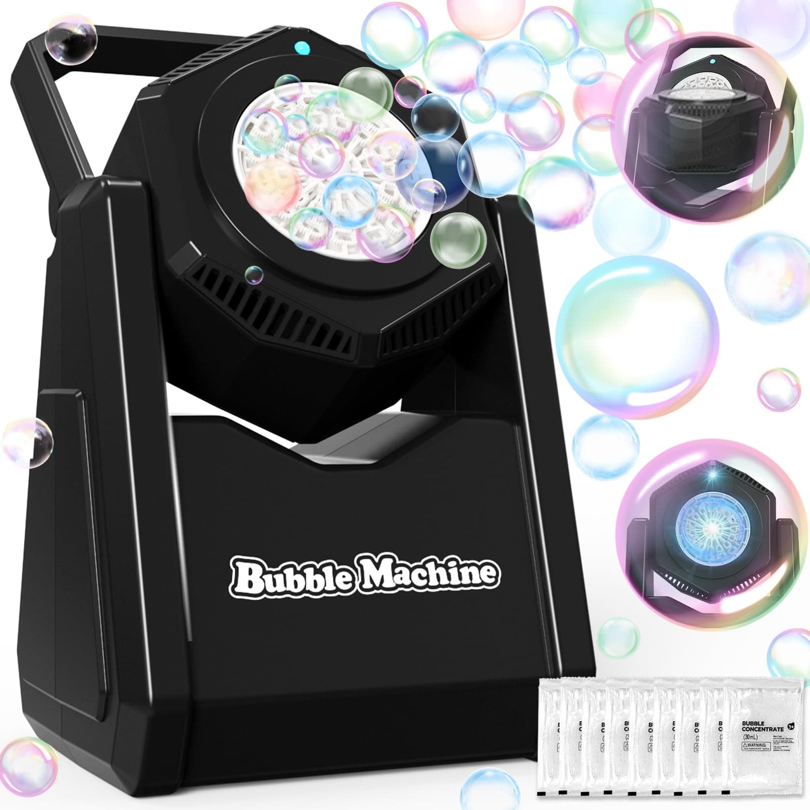 LunaVitalia Bubble Machine, Bubble Blower for Party 90°Adjustable, Durable Automatic Bubbles Toys for Kids 20000+ Bubbles Per Mins, Bubble Maker Operated by Batteries for Indoor Outdoor Birthday