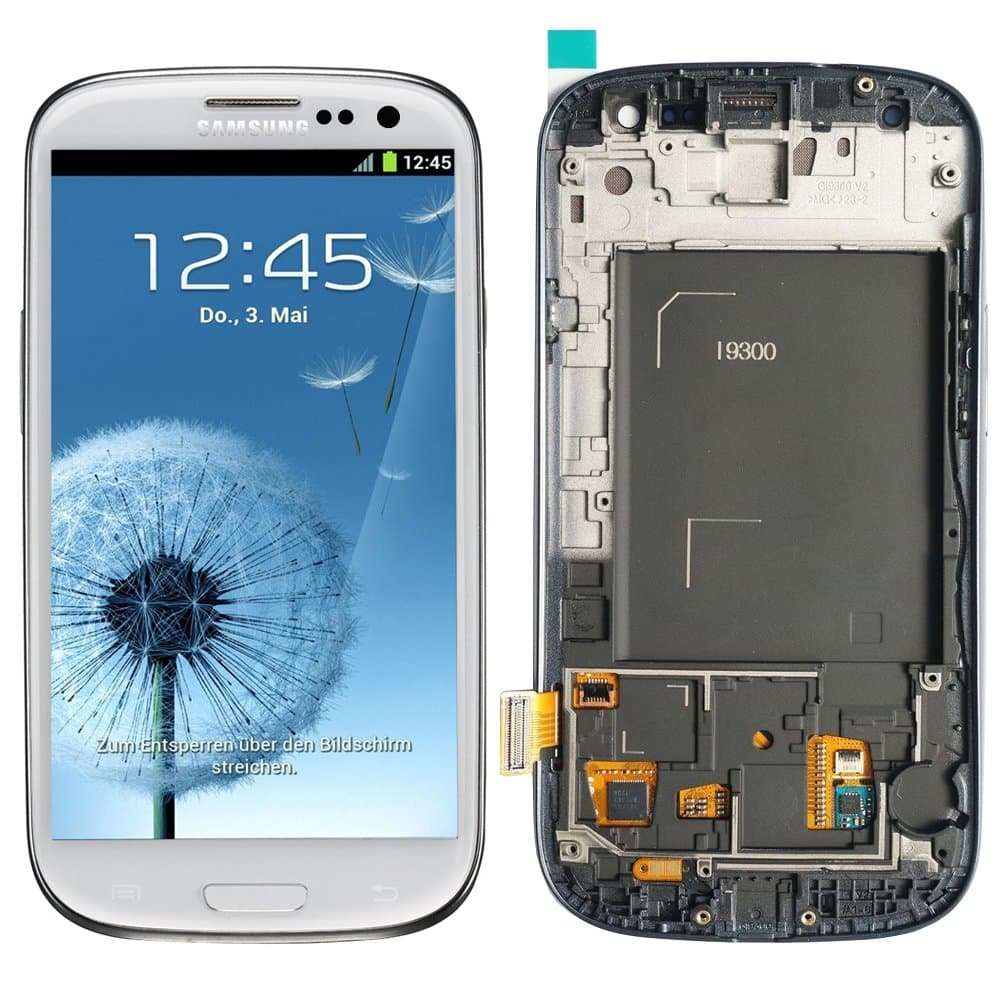 Samsung Galaxy S3 LCD Screen Replacement with Frame i9300 White,For Samsung Health(TM)LCD Display Touch Digitizer Screen Replacement Assembly for Samsung S3 I9300 4.8 inch