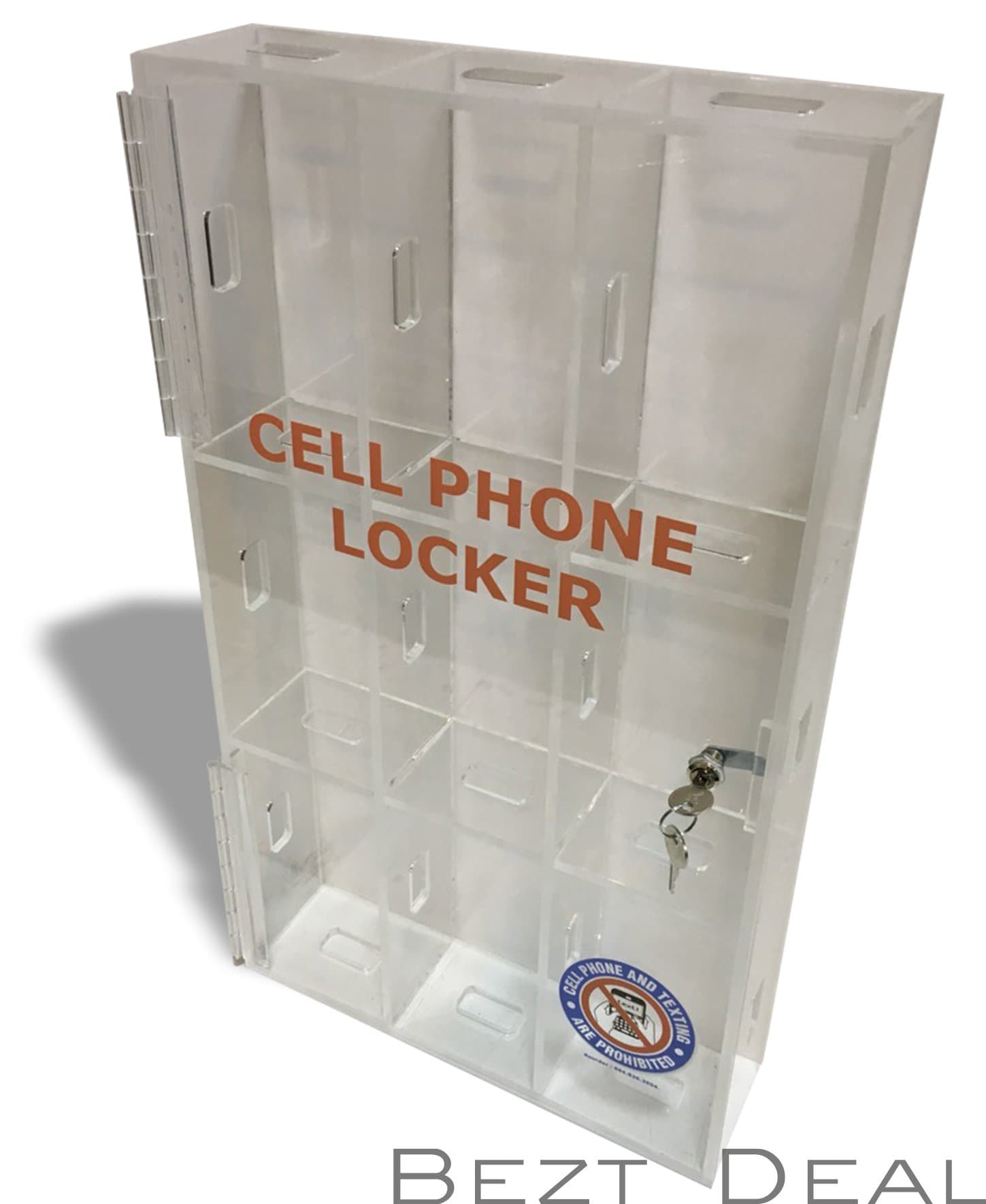 New Wall Mounted Single Door Cell Phone Locker with two keys- Clear Acrylic