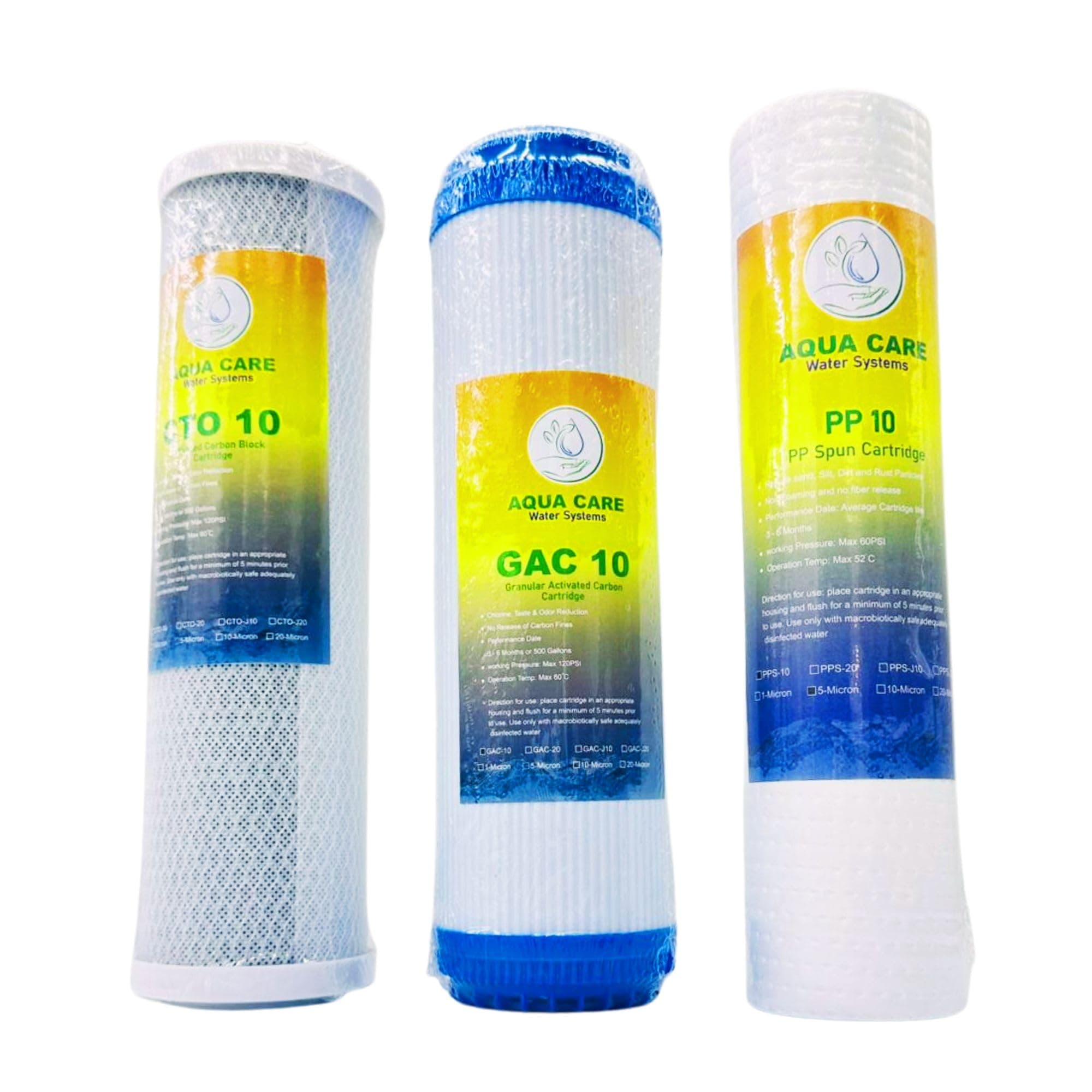 Water Filter Cartridge Filter Replacement Set Under Sink Reverse Osmosis RO Water Filter Replacement Cartridges PP Sediment Filter, GAC -Granular Carbon & CTO Carbon Block Filter Cartridges, 10" each