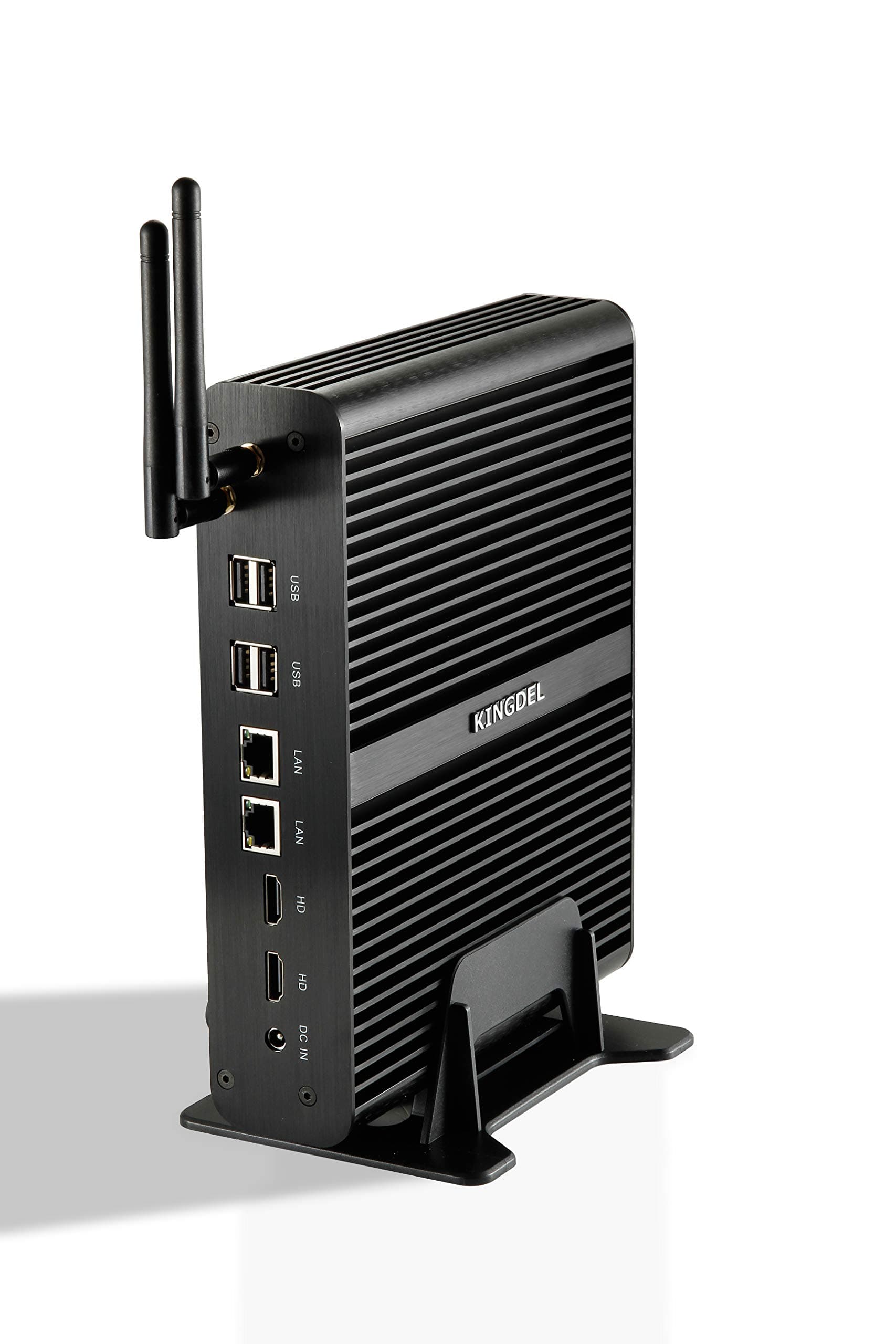 KINGDEL Intel 5th Generation i7 Broadwell CPU, 4K HTPC, Fanless Mini Box PC with 16GB RAM, 128GB SSD, Intel HD5500/6000 Graphics, 2xHD Ports, 2xLAN, 1xSPDIF, 4xUSB3.0, Windows 11 Pro