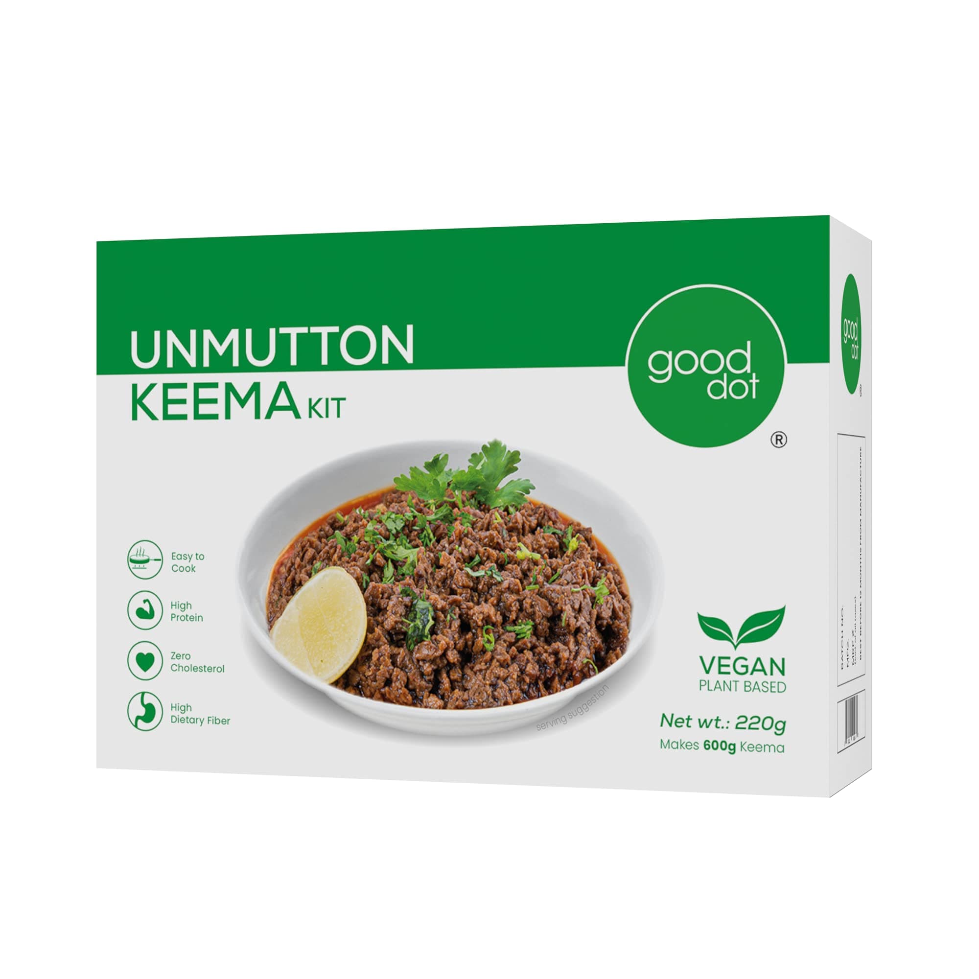 GoodDot UnMutton Keema Kit - Plant Based Meat | with Taste and Texture of Real Keema | Vegetarian & Vegan Friendly- 220g (Makes Approx. 600g Keema)