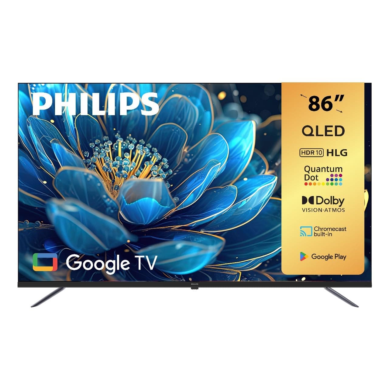 PHILIPS (FLAGSHIP MODEL) 86 INCH PREMIUM QLED GOOGLE SMART TV | WORLDWIDE WARRANTY | DOLBY VISION & ATMOS | ADVANCED IMAGE PROCESSOR | QLED GOOGLE SMART TV WITH ULTRA -ADVANCED FEATURES|86PQT8169