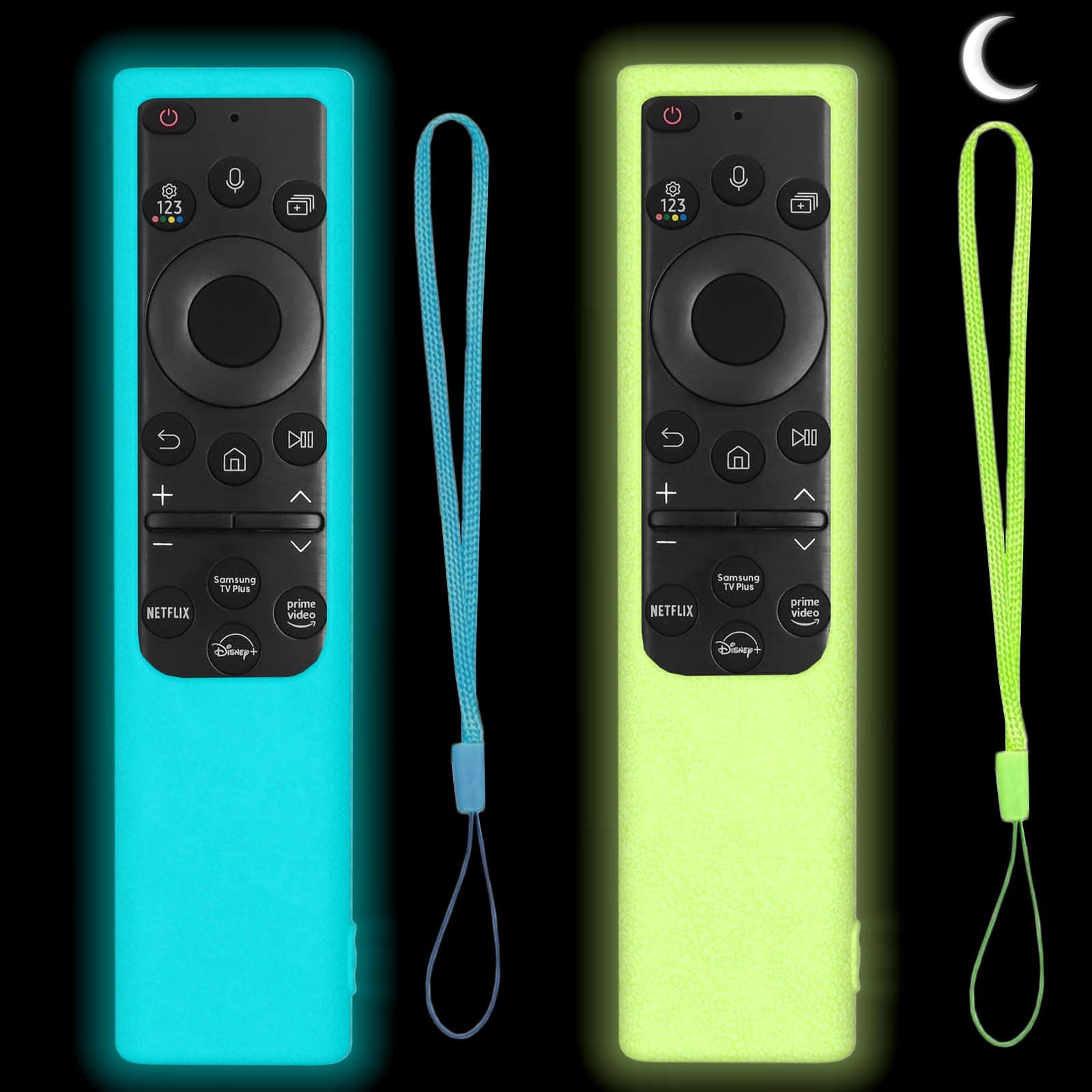 2 Pack Remote Cover for Samsung Smart TV, Silicone Protective Case for Samsung Solar Cell Remote 2021 2022 BN59-01357 BN59-01385 BN59-01265A Anti-Slip Remote Case Glow in Dark (Glow Green +Glow Blue)