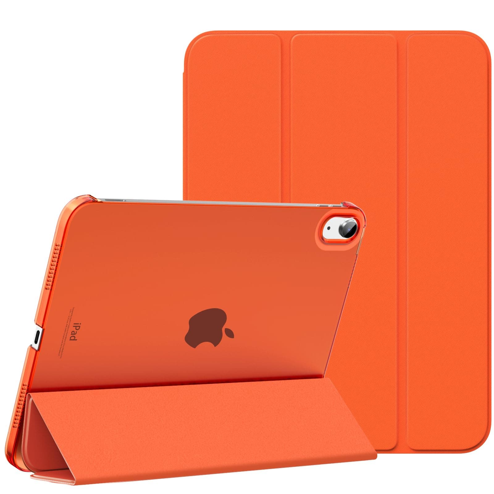 for iPad (A16) 11th Generation Case 11 Inch 2025, iPad 10th Generation Case 10.9 Inch 2022, Slim Stand Hard PC Translucent Back Shell Smart Cover, Support Touch ID, Auto Wake/Sleep, Orange