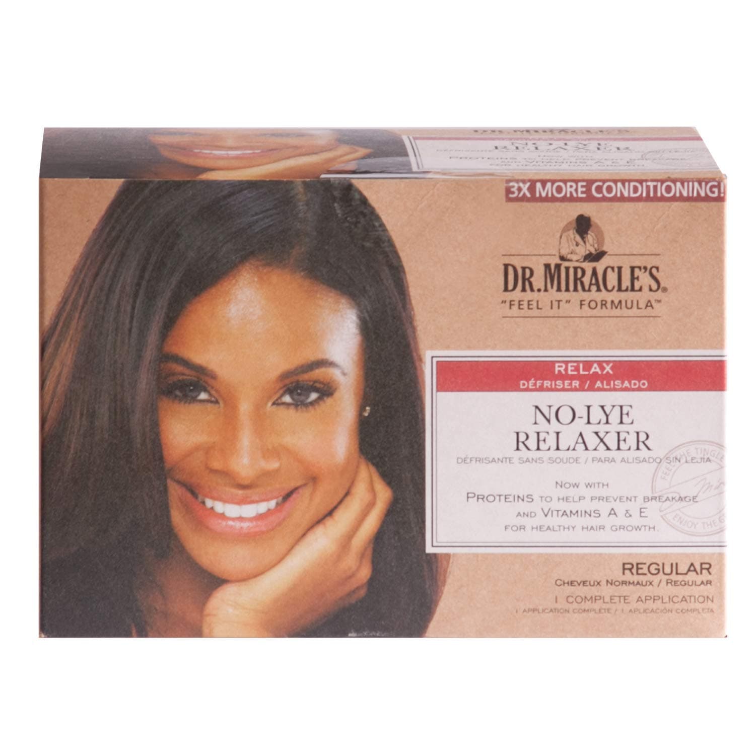 No-Lye Relaxer, With Proteins to Help Prevent Breakage & Vitamins A & E For Healthy Hair Growth, 1 Complete Application