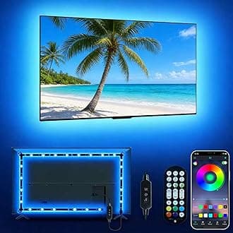 Daymeet LED TV Backlights, 3M USB Powered LED Lights for TV 32-60 inch Led TV Light RGB Color Changing Strip Lights Monitor Behind Lighting with Remote Music Sync Bluetooth APP Control