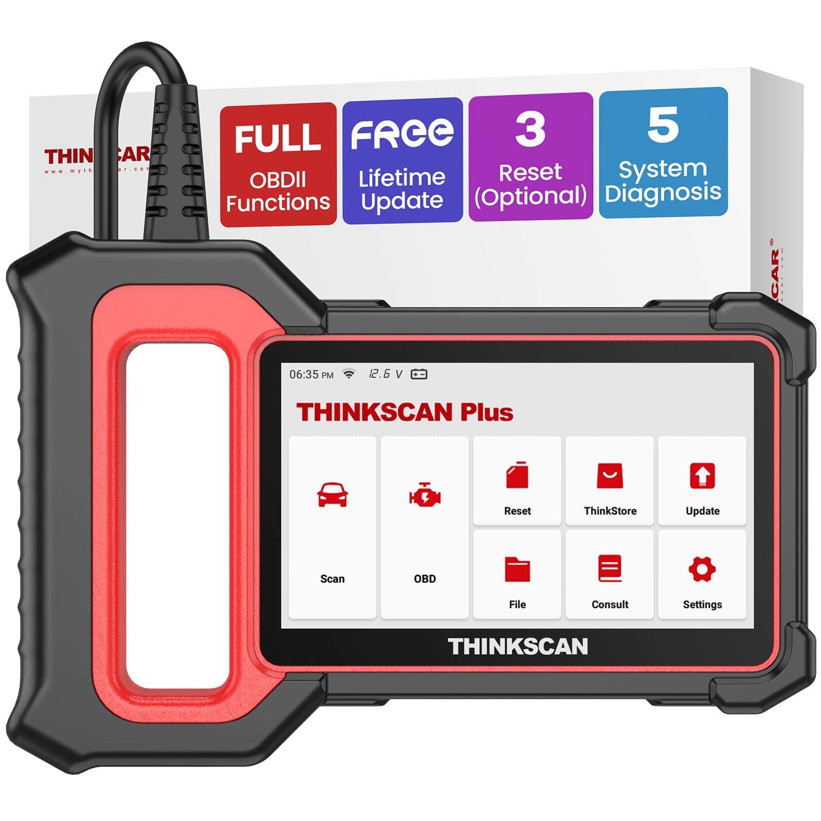 THINKCAR OBD2 Scanner, ThinkScan Plus S4 ABS/SRS/TCM/ECM/BCM Diagnostic Scanner, Code Reader Car Diagnostic Tool with 3 Resets, 94 Vehicle Brands Car Scanner, Auto VIN Scan Tool, AutoAuth for FCA SGW