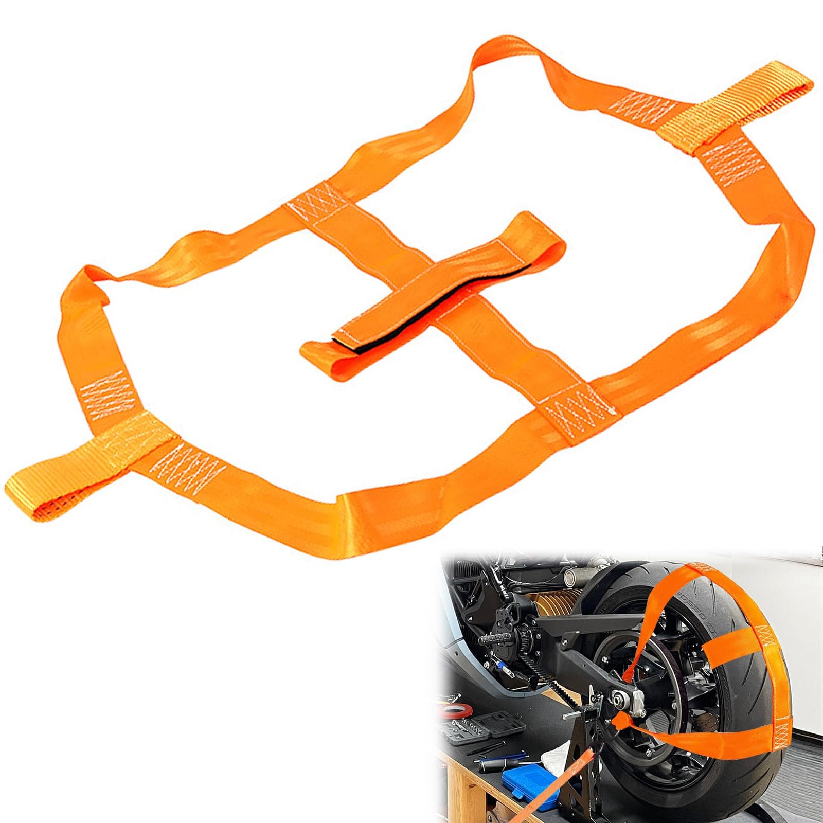 Tie Down Straps Motorcycle Transport Safety Universal Tie Down Strap for Motorcycle Accessories Lashing Straps Car Transport Lashing Loops Lashing System for Rear Wheel Tie Down Strap (Orange)