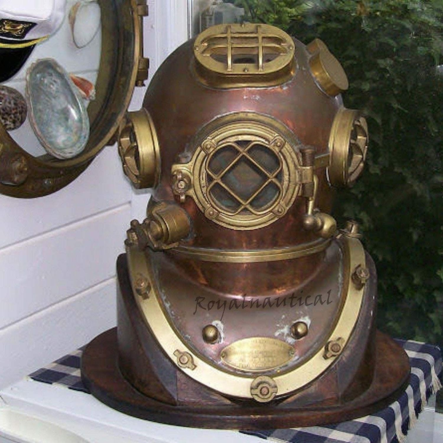 Scuba Diving Divers Helmet U.S Navy Mark V Original Antique 18" Deep Sea Diver's Helmet