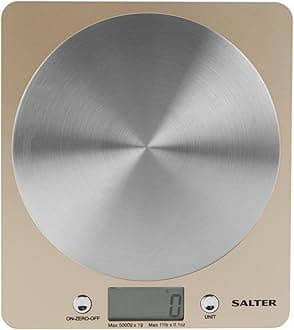 Salter 1036 OLFEU16 Olympus Digital Kitchen Scale - Electronic Cooking/Baking Scales, Food Weighing Scale with 5KG Capacity, Stainless Steel Platform, Add & Weigh Tare Function, Measures Liquids, Gold